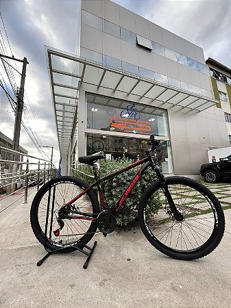 BICICLETA MTB ARO (29) VENZO 21VELOCIDADES FREIO DISC MECÂNICO QUADRO 17 (M) COR PRETO/VERMELHO