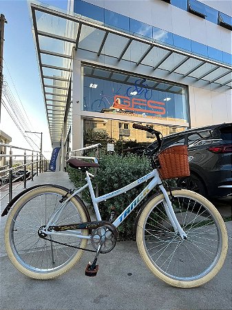 BICICLETA ARO (26) FEMININA BRANCA/MARRON S/MARCHA FREIO V/BRAKE TRACK CONFORT