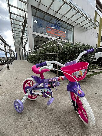BICICLETA ARO (12) FEMININA COR VIOLETA/LILAS/BRANCO NATHOR COM CESTA