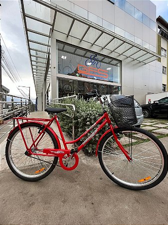 BICICLETA ARO (26) FEMININA COR VERMELHA S/MARCHA FREIO V-BRAKE (A MÃO) MARCA MONARK TROPICAL