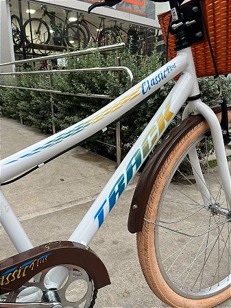 BICICLETA ARO (26) FEMININA BRANCA/MARRON S/MARCHA FREIO V/BRAKE TRACK CONFORT