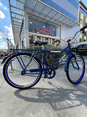 BICICLETA ARO (26) MASCULINA COR AZUL S/MARCHA FREIO V/BRAKE (A MÃO) E CONTRAPEDAL MARCA ATTACK BARRA SUPER FORTE