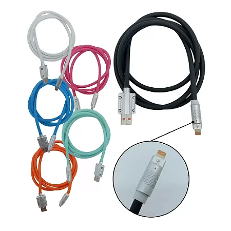 CABO USB IPHONE 1 M 3.1A C/INDICADOR DE CORRENTE ( CORES SORTIDAS )