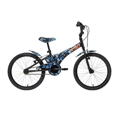 BICICLETA ARO (20) MASCULINA COR CAMUFLADA AZUL S/MARCHA FREIO V-BRAKE MARCA GROOVE