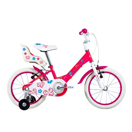 BICICLETA ARO (16) FEMININA COR ROSA/BRANCO S/MARCHA FREIO V-BRAKE MARCA GROOVE MY BIKE