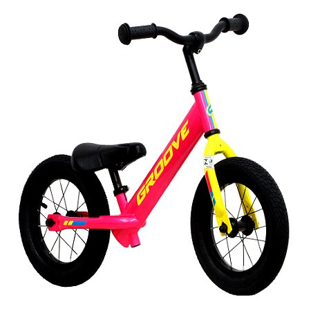 BICICLETA ARO (12) FEMININA BALANCE (EQUILIBRIO) BIKE GROOVE ROSA/AMARELO/AZUL
