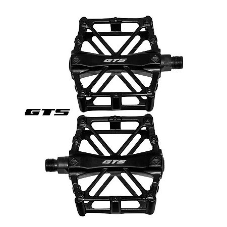 PEDAL GTS FREESTYLE PRETO 9/16 ALUMINIO COM ROLAMENTO ESFERADO "EIXO GROSSO"