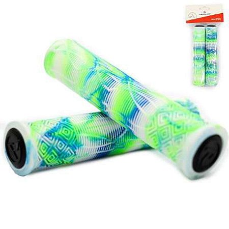 PAR DE MANOPLA PUNHO BIKE BMX3 ABSOLUTE BRANCO/VERDE/AZUL (160MM)