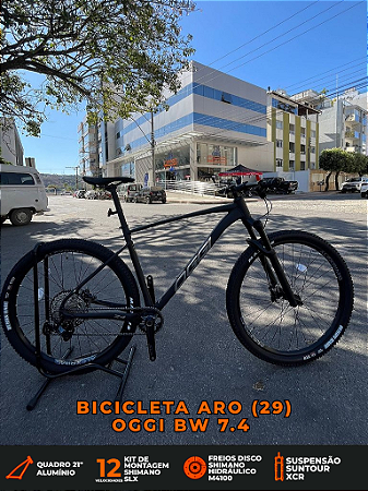 BICICLETA MTB ARO (29) OGGI BW 7.4 SHIMANO SLX 12V FREIO DISC HIDRÁULICO TAMANHO 21 (GG) PRETO/CINZA