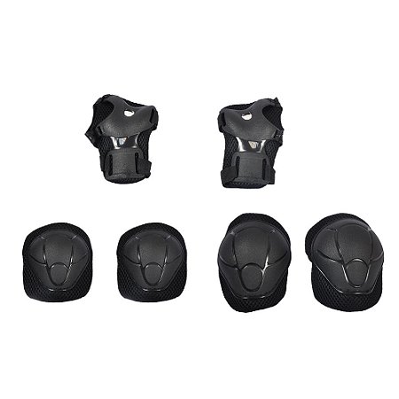 KIT SEGURANÇA INFANTIL BASIC JOELHEIRA+COTOVELEIRA PRETO