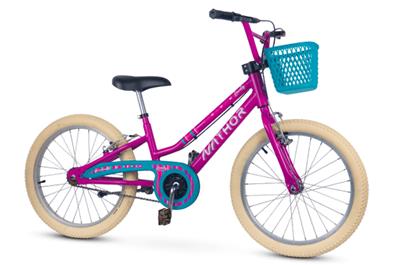 BICICLETA ARO (20) FEMININA PINK/AZUL S/MARCHA FREIO V-BRAKE NATHOR LOVELY COM CESTA