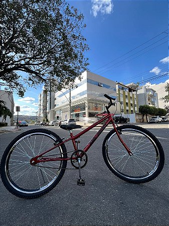 BICICLETA ARO (26) MASCULINA COR VERMELHO SEM MARCHA MARCA MILANO QUADRO REBAIXADO