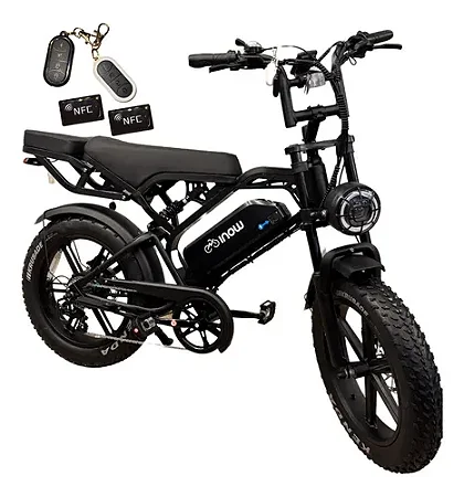BICICLETA ELÉTRICA AUTOPROPELIDO INOW MODELO V20 BREAK PRO 750W COM GARUPA PRETA AUTONOMIA 60KM