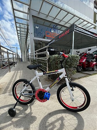 BICICLETA  ARO (16) MASCULINA PERSONALIZADA HOMEM ARANHA BRANCO/VERMELHO/AZUL SEM MARCHA STARBOOY