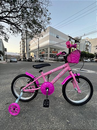 BICICLETA ARO (16) FEMININA COR ROSA CLARO/PINK S/MARCHA V-BRAKE MARCA MILANO GROW UP