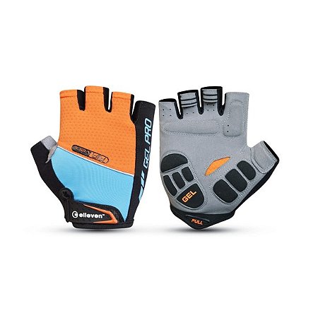 LUVA CICLISMO ELLEVEN ABERTA PRETO/AZUL/LARANJA  GEL TAMANHO GG