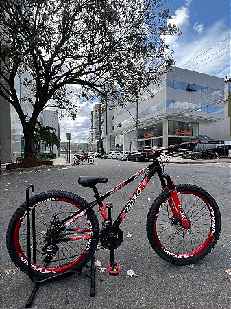 BICICLETA MTB FREERIDE ARO (26) PRO-X MANDRAKE KIT 24 VELOCIDADES (3X8) FREIO DISC MECÂNICO COR PRETO/VERMELHO