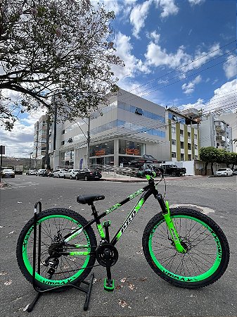 BICICLETA MTB FREERIDE ARO (26) PRO-X MANDRAKE KIT 24 VELOCIDADES (3X8) FREIO DISC MECÂNICO COR PRETO/VERDE