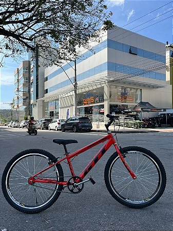 BICICLETA ARO (24) MASCULINA COR VERMELHA S/ MARCHA FREIOS V-BRAKE GTI THOR