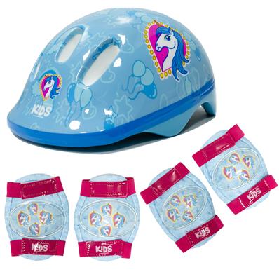 KIT INFANTIL CAPACETE + JOELHEIRA COTOVELEIRA UNICORNIO TAMANHO M (52-56)
