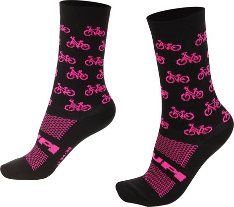 MEIA CICLISMO HUPI BIKE ROSA COR PRETO/ROSA TAMANHO (34-38)