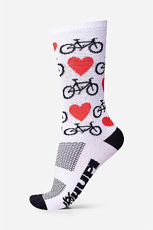 MEIA CICLISMO HUPI LOVE BIKE BRANCO COR BRANCO TAMANHO UNICO