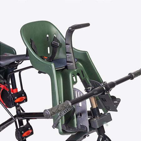 CADEIRINHA DIANTEIRA POLISPORT KANGAROO FF VERDE/PRETO FIXAÇÃO NO QUARO NA PARTE DO CANOTE