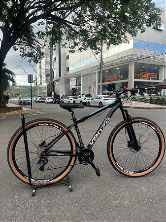 BICICLETA MTB ARO (29) VENZO 24 VELOCIDADES (3X8) FREIO DISCO HIDRAULICO TAMANHO 17 (M) COR PRETO/VERDE AQUA