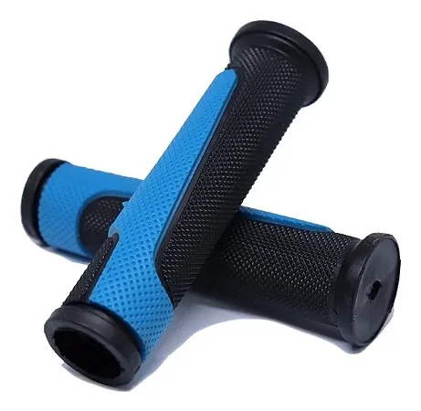 PAR DE MANOPLA PUNHO BIKE MTB VELOOH PRETO/AZUL BORRACHA 135MM