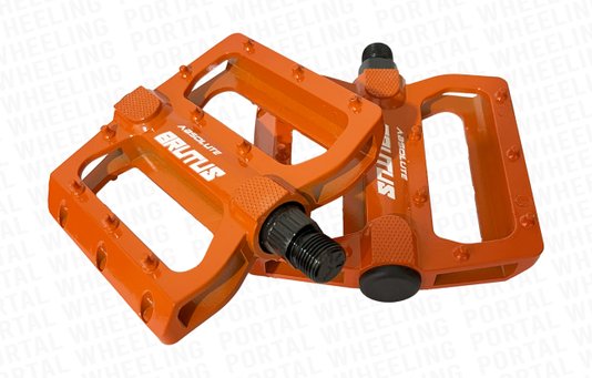 PAR DE PEDAL ABSOLUTE BRUTUS FLAT LARANJA COM ESFERA (EIXO GROSSO)