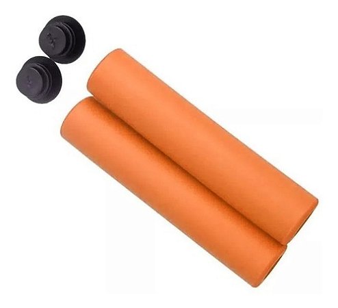 PAR DE MANOPLA PUNHO BIKE MTB VELOOH LARANJA ESPUMA SILICONE