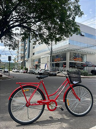 BICICLETA ARO (26) FEMININA COR VERMELHA S/MARCHA FREIO CONTRA PEDAL (A PÉ) MARCA MONARK TROPICAL