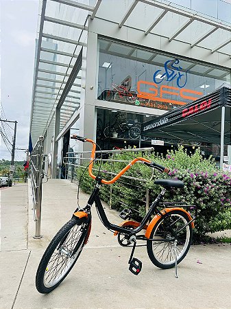 BICICLETA ARO (20) FEMININA/MASCULINA COR PRETO/LARANJA S/MARCHA MARCA TIPO MONARETA