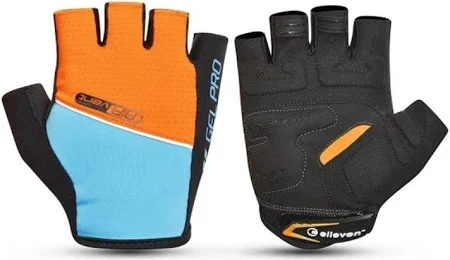LUVA CICLISMO ADULTO DEDO CURTO FECHO BAIXO PRETO/AZUL/LARANJA GEL TAMANHO M