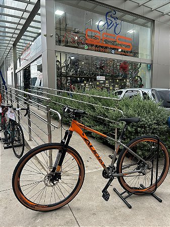 BICICLETA MTB ARO (29) AUDAX ADX 90 SHIMANO ALIVIO 18 VELOCIDADES (2X9) FREIO DISC HIDRAULICO TAMANHO 17(M) LARANJA/INOX