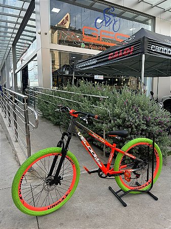 BICICLETA MTB FREERIDE ARO (26) VELOOH RIDE CAMBIO 7 VELOCIDADES (1X7) FREIO DISC MECÂNICO COR LARANJA/CINZA