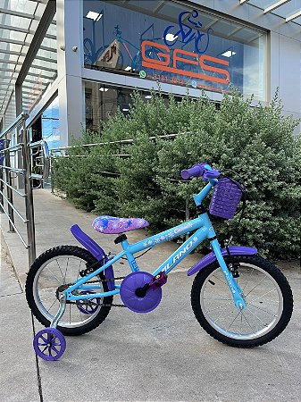 BICICLETA ARO (16) FEMININA COR ICE/LILAS S/MARCHA V-BRAKE MARCA MILANO CARTOON ICE