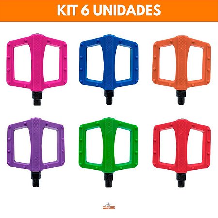 KIT REVENDA PEDAL METALCICLO FREESTYLE FREE SPORT 9/16 - 6 UNIDADES CORES SORTIDAS