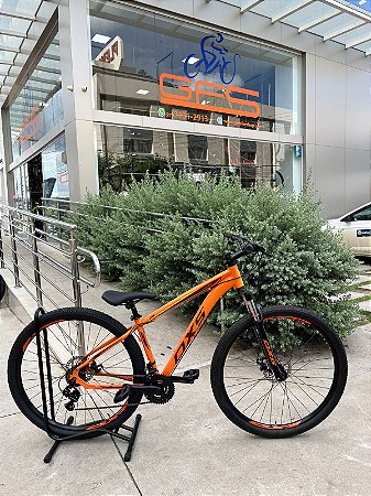 BICICLETA MTB ARO (29) OXS ALUMINIO 21 VELOCIDADES FREIO DISC MECÂNICO 15 (P) LARANJA/VINHO