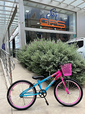 BICICLETA ARO (24) FEMININA COR ROSA/AZUL S/MARCHA FREIO V-BRAKE MARCA VELOOH