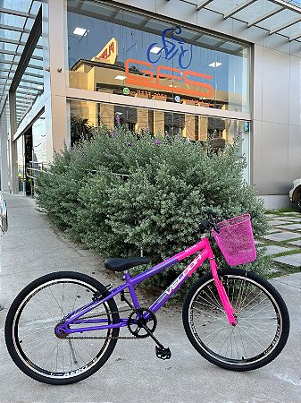 BICICLETA ARO (24) FEMININA COR LILAS/ROSA S/MARCHA FREIO V-BRAKE MARCA VELOOH