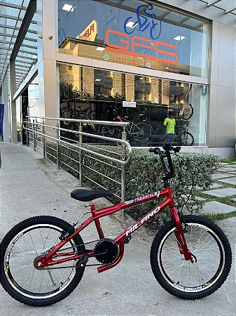 BICICLETA ARO (20) MASCULINA COR CROMOCOLOR VERMELHO S/MARCHA FREIO V-BRAKE MARCA MILANO FREESTYLE