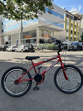 BICICLETA ARO (20) MASCULINA COR CROMOCOLOR VERMELHO S/MARCHA FREIO V-BRAKE MARCA MILANO FREESTYLE