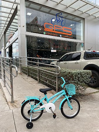 BICICLETA ARO (16) FEMININA AZUL TURQUEZA S/MARCHA FREIO V-BRAKE MILANO AURA