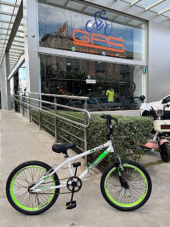 BICICLETA ARO (20) MASCULINA COR BRANCO/PRETO/VERDE S/MARCHA FREIO V-BRAKE MARCA VELOOH CROSS