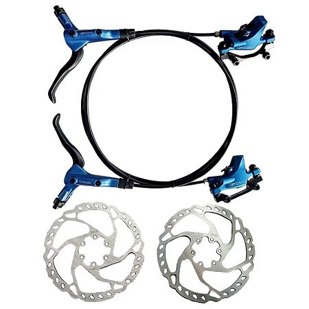 FREIO A DISCO HIDRAULICO DRANTEIRO E TRASEIRO COM ROTOR AZUL