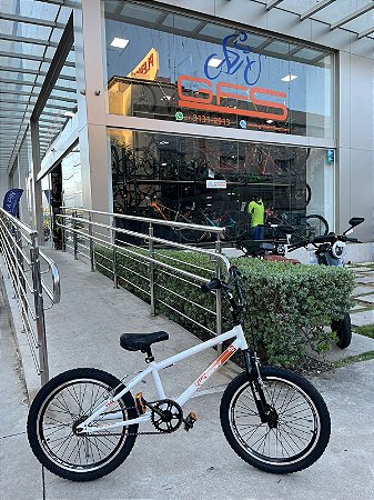 BICICLETA ARO (20) MASCULINA COR BRANCO/MARRON S/MARCHA FREIO V-BRAKE MARCA VELOOH CROSS