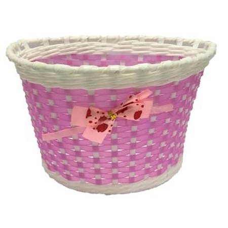 CESTA PLÁSTICA ARO 12/16 (22 X 15 X 15 CM) ROSA/BRANCA