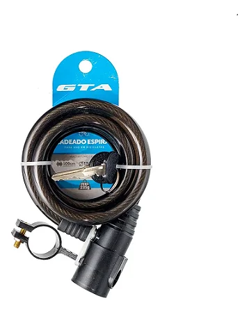 CADEADO PARA BIKE ESPIRAL 1 METRO 12MM PRETO GTA