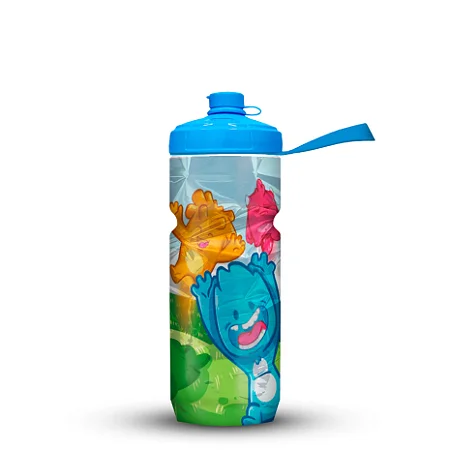 GARRAFA CARAMANHOLA SQUEEZE 590ML AUTOMATICA KIDS TURMA AZUL